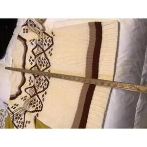 Vintage Cream and Brown Patterned Knit Sweater